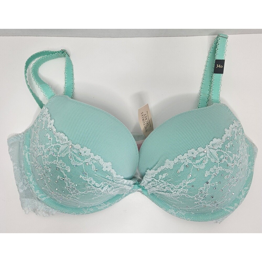 Victoria’s Secret Dream Angels Padded Demi/Demi Buste Coussine Mint Bra 34D NWT